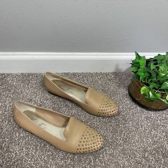 Marc Fisher Tan Studded Flats - Picture 1 of 8